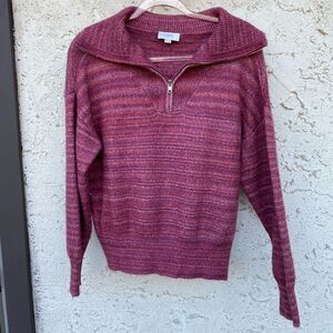 Loft size medium half zip pop over purple pink sweater